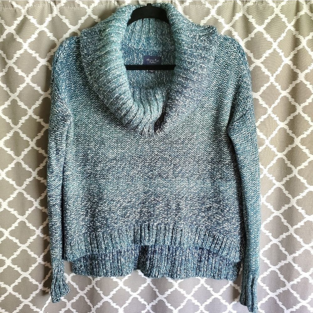 American Eagle Oversized Cowl Neck Woven Stripes Dolman Sweater XS